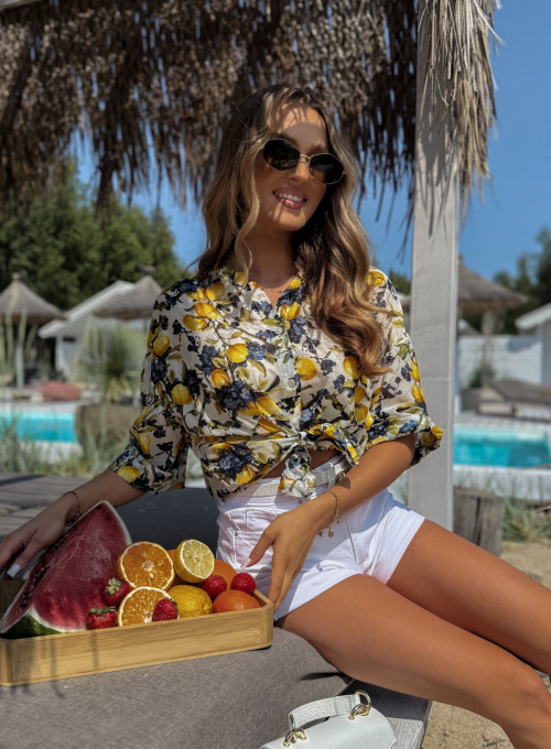 Bluzka koszulowa Kwiaty z lemon Prego 2