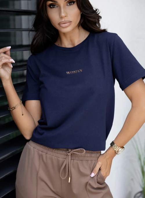 T-shirt bawełniany granatowy Woman