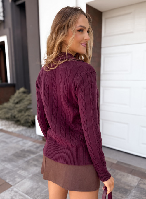 Sweter wiskozowy z misiem bordo Rokii 4