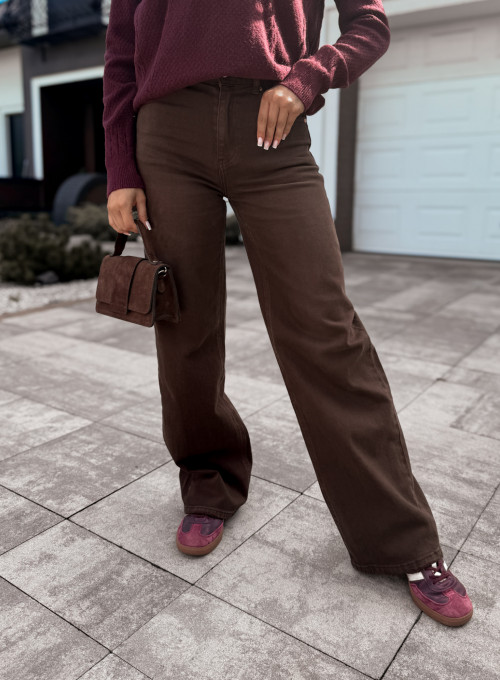 Spodnie jeansowe proste czekoladowe Larisa 7