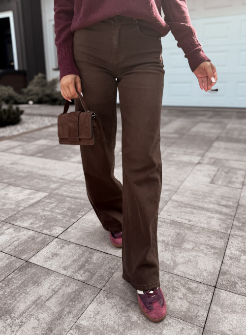 Spodnie jeansowe proste czekoladowe Larisa 8