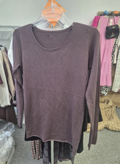 Bluzka swetrowa basic gorzka czekolada Skyle