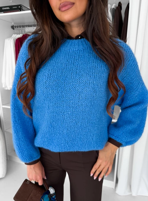 Sweter z moherem i wełną kobaltowy Moor 1