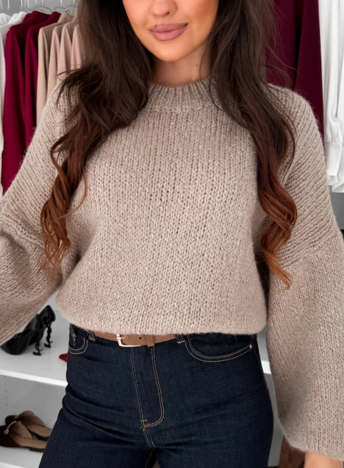 Sweter z moherem i wełną caffe latte Moor 1