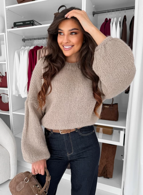 Sweter z moherem i wełną caffe latte Moor 4