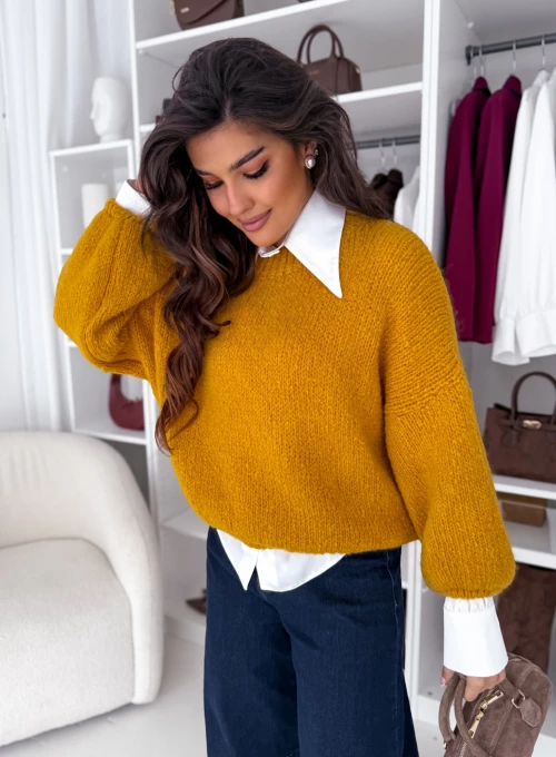 Sweter z moherem i wełną golden honey Moor 3