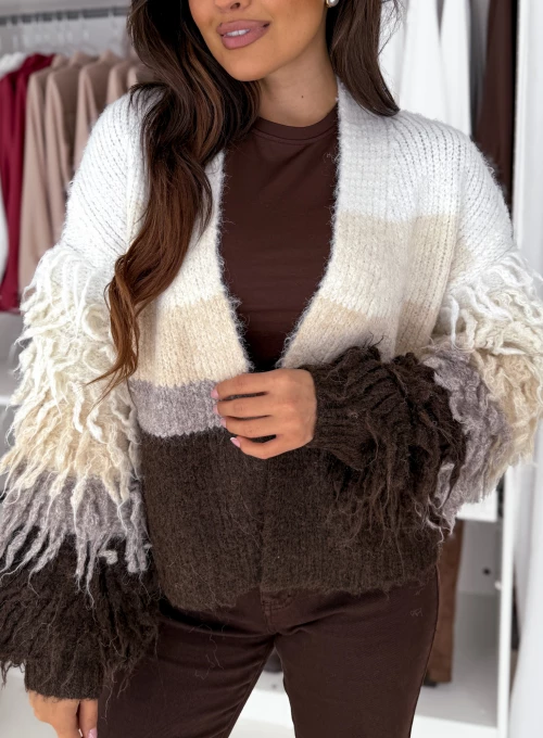 Kardigan w paski Chick z ozdobnymi frędzlami 1