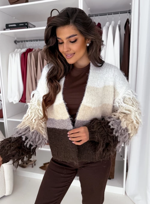 Kardigan w paski Chick z ozdobnymi frędzlami 3