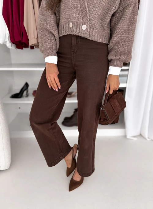 Spodnie jeansowe Wide Leg Sempre czekoladowe