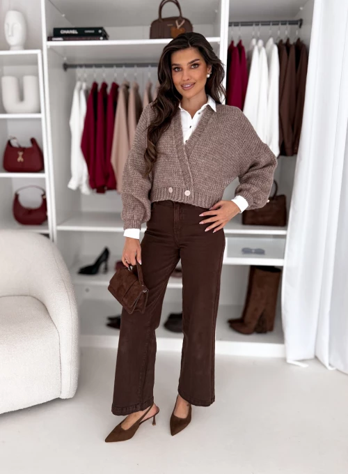 Spodnie jeansowe Wide Leg Sempre czekoladowe 2