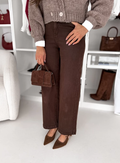 Spodnie jeansowe Wide Leg Sempre czekoladowe 3
