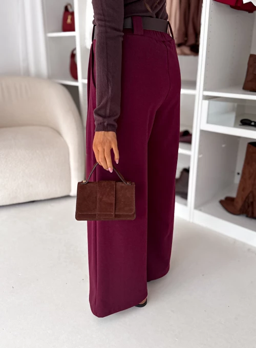 Spodnie z prostą nogawką z wszytą gumką bordowe Nadi Klari 4