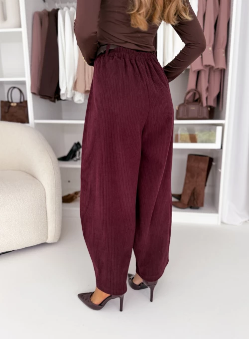 Spodnie sztruksowe bordowe Brita 4