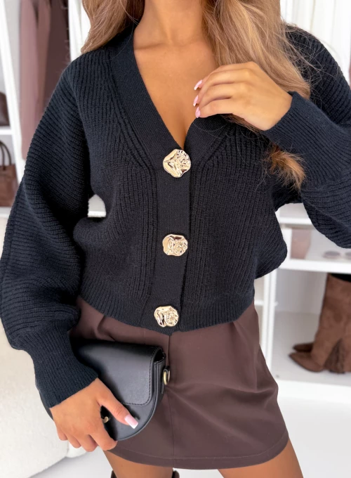 Sweter wiskozowy rozpinany czarny Windy 1