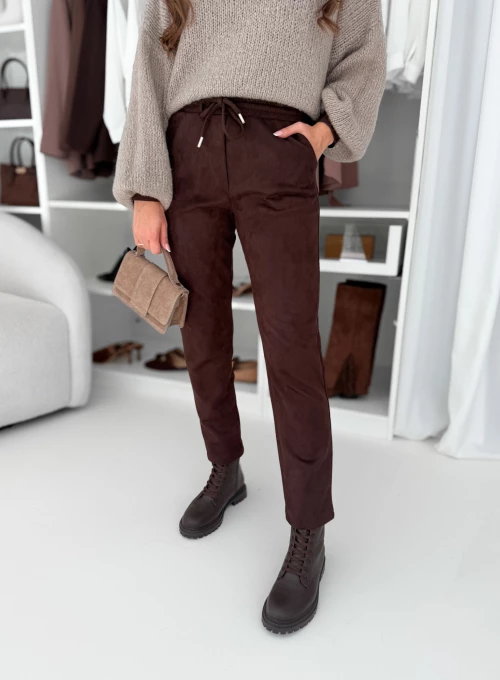 Spodnie zamszowe Bonni czekoladowe 2