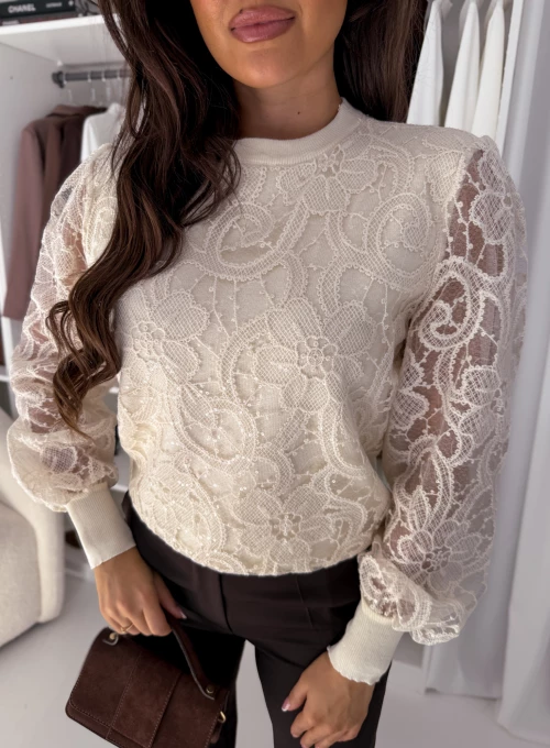 Sweter koronkowy Suzi cream 1