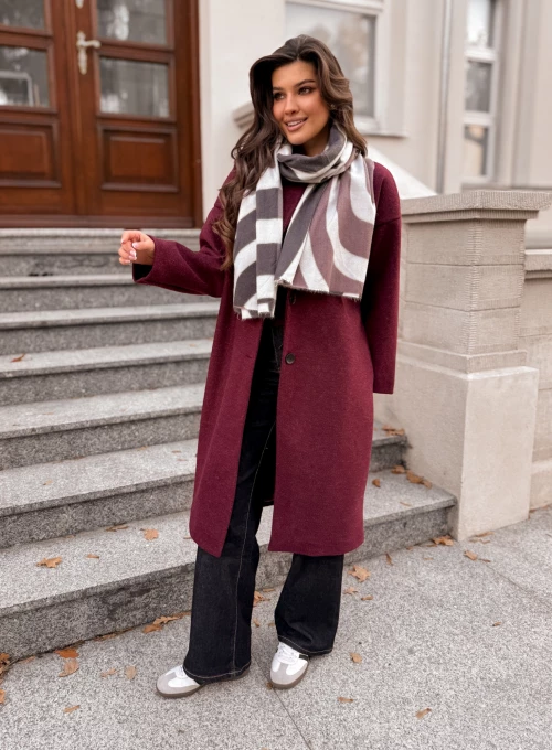 Szal Bari śmietanka & grafit & bordo 4