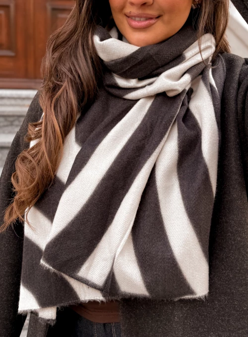 Szal Bari czarny & bez & grafit 1