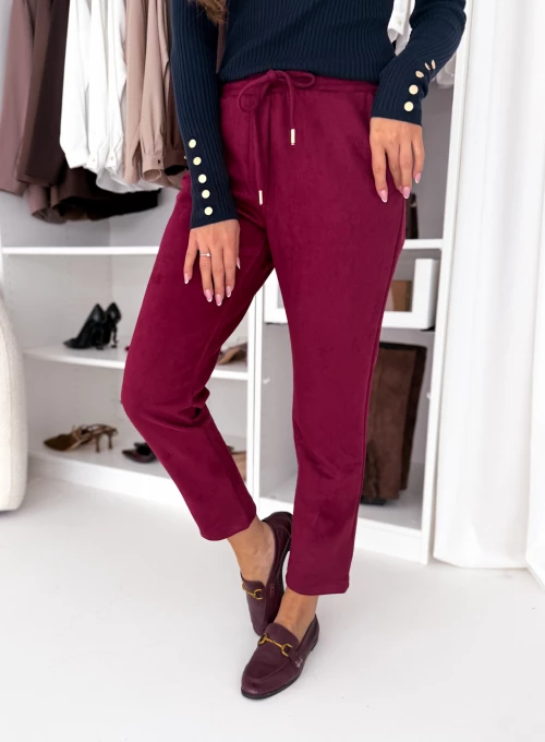 Spodnie zamszowe Bonni bordowe