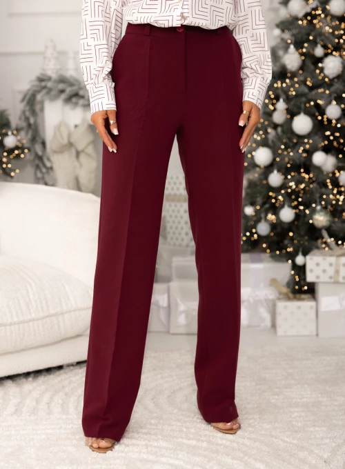 Spodnie Lavito proste bordowe