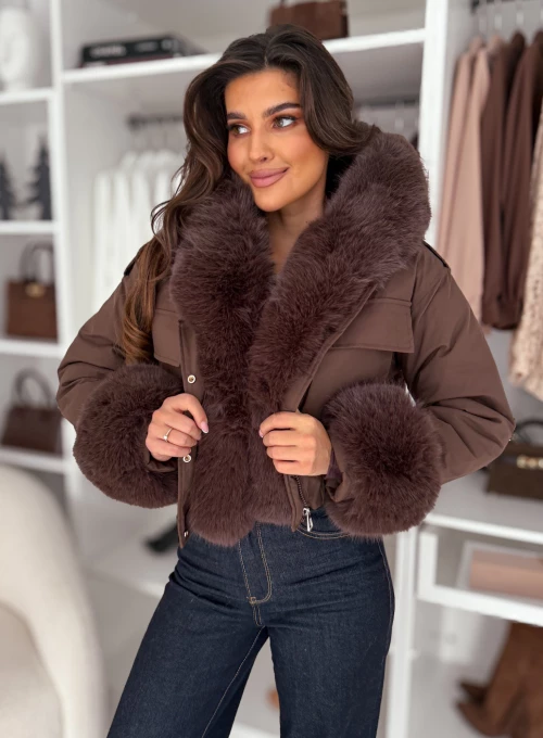 Kurtka czekoladowa z kożuszkiem Cami 1