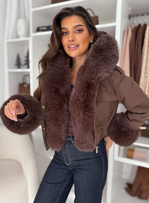 Kurtka czekoladowa z kożuszkiem Cami 3