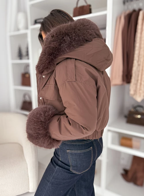 Kurtka czekoladowa z kożuszkiem Cami 4