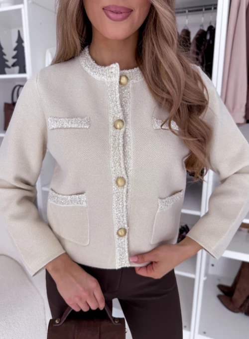 Marynarka swetrowa z cekinami i ozdobnymi guzikami Lirena 1