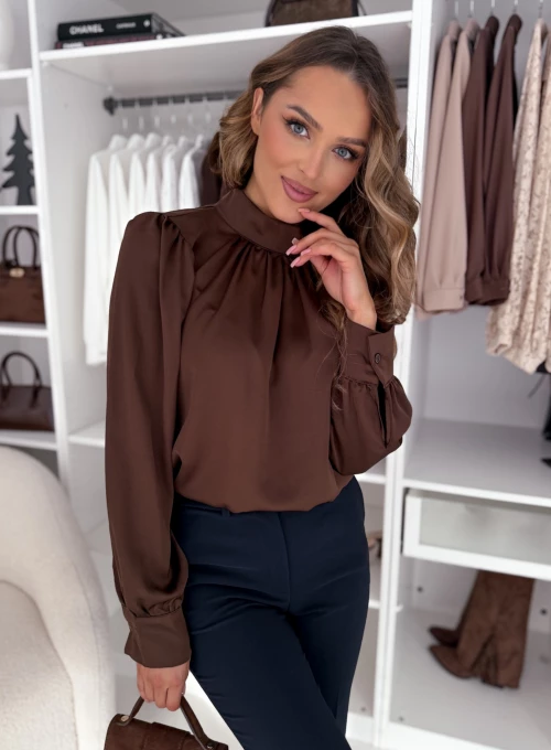 Bluzka satynowa czekoladowa Your