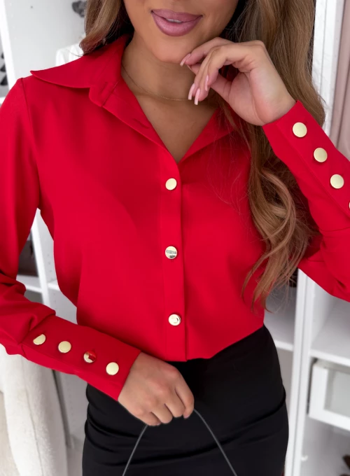 Koszula z złotymi guzikami czerwona Marina 1