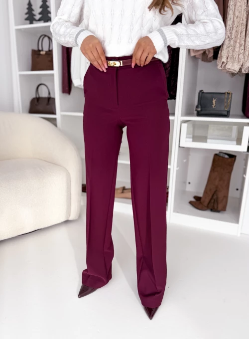 Spodnie burgundowe Empire EDAN z gumką