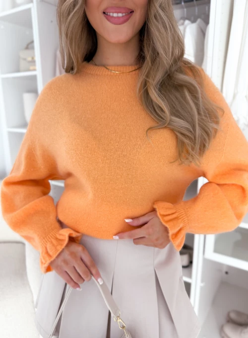 Sweter morelowy z bufiastymi rękawkami Fedaria Soft 1