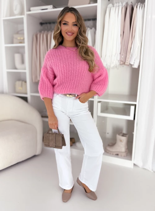 Sweter moherowy Paris pudrowy różowy 2