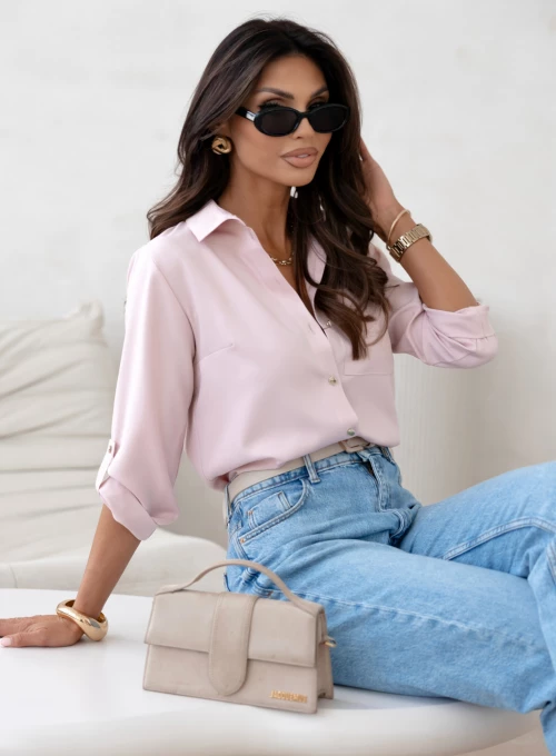 Koszula z ozdobnymi guziczkami Pampi brudny róż