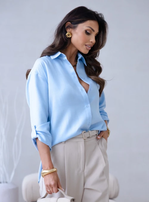 Elegancka koszula Lale błękitna 2