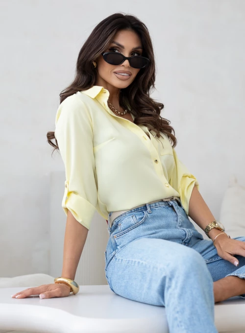 Koszula z ozdobnymi guziczkami Pampi bananowa 2