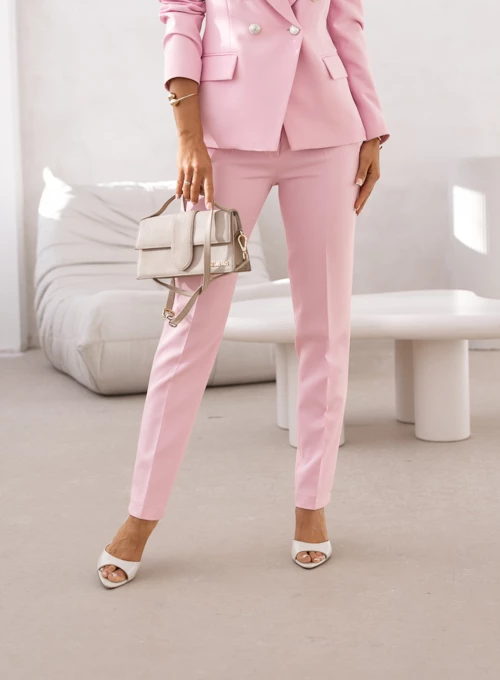 Spodnie cygaretki Glamour pudrowy róż 7