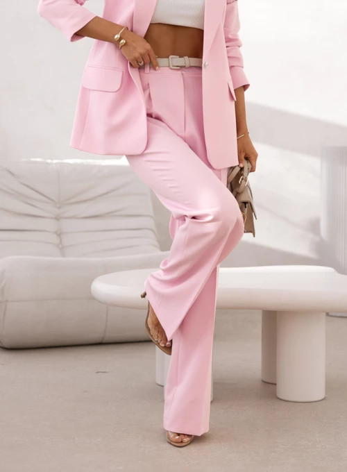 Spodnie Glamour Proste pudrowy róż 7