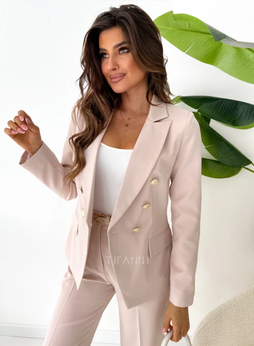 Marynarka dwurzędowa Glamour beżowa 2