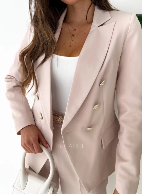 Marynarka dwurzędowa Glamour beżowa 1