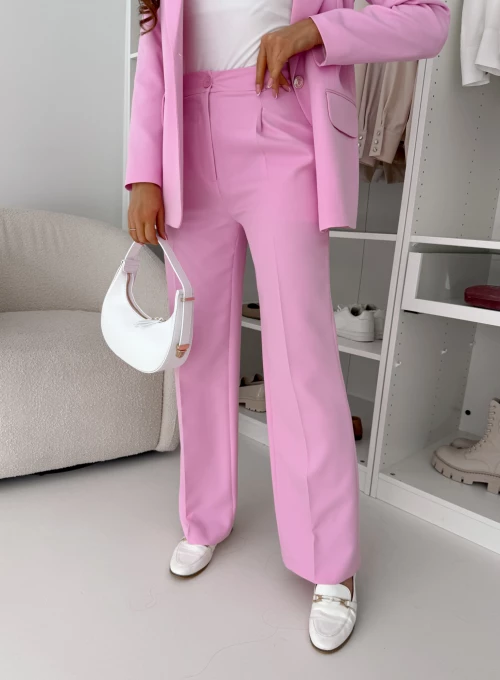 Spodnie Glamour Proste pudrowy róż