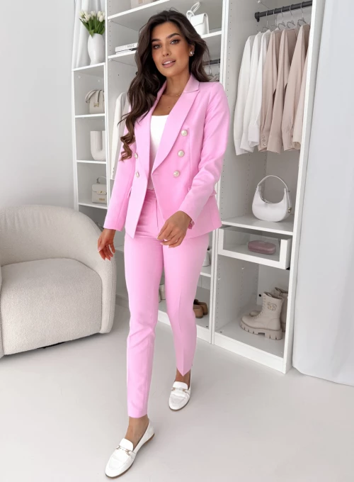 Spodnie cygaretki Glamour pudrowy róż 3