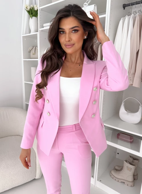 Marynarka dwurzędowa Glamour pudrowy róż