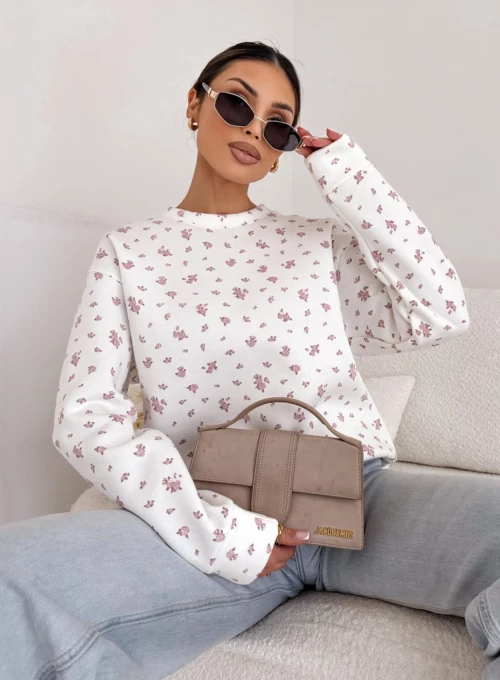 Śmietankowa bluza z delikatnymi różyczkami Bloom 8