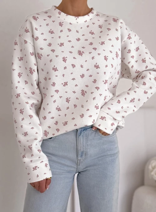 Śmietankowa bluza z delikatnymi różyczkami Bloom 5