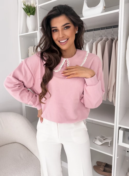 Bluza z ozdobnym kołnierzykiem LOVELY Lance Trim pudrowa