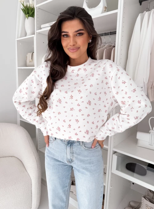Śmietankowa bluza z delikatnymi różyczkami Bloom