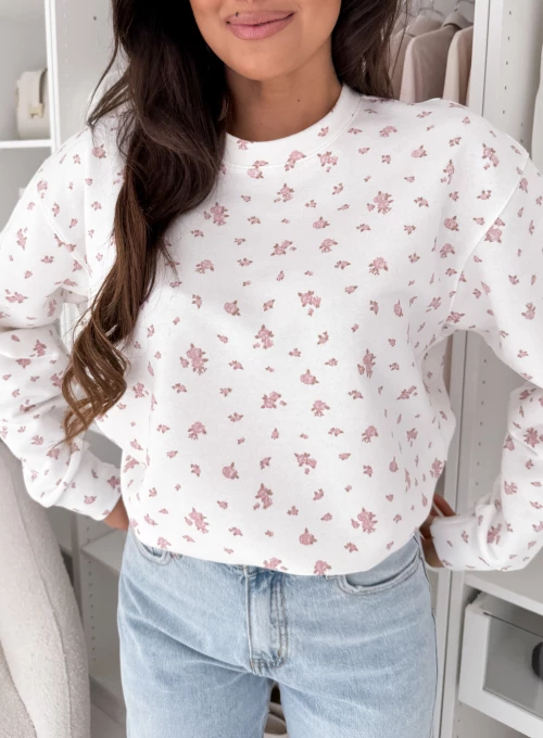 Śmietankowa bluza z delikatnymi różyczkami Bloom 1