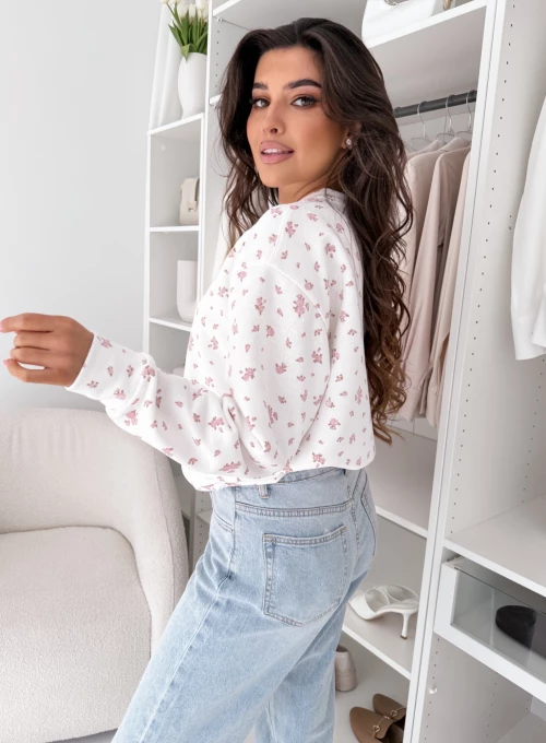 Śmietankowa bluza z delikatnymi różyczkami Bloom 4