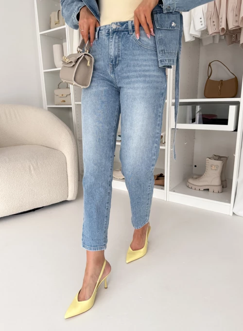 Casualowe spodnie jeansowe z niebieskiego denimu Nora 2